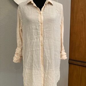 Miss Love Button Down Blouse Pale Peach Size Large